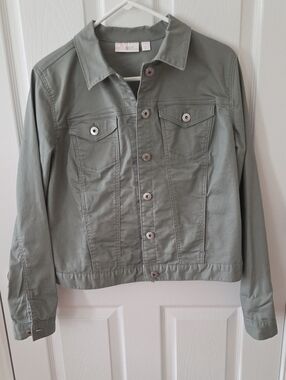Belle by Kim Gravel Sage Green Denim-Style Jacket